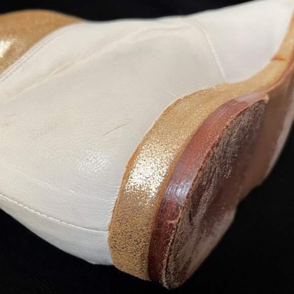 MAUD FRIZON VINTAGE GOLD & CREAM LEATHER DEMI BOOT - Picture 6 of 16